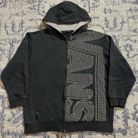VTG Y2K Vans Graphic Black Zipup Hoodie Double Sided Skater Baggy SZ XL - Picture 1 of 5